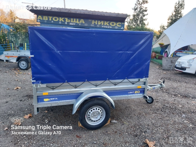 Туристическо, самосвално ремарке VESTA LIGHT 20 с брезент и шпригли Н120, снимка 1