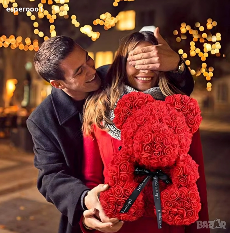 Плюшено мече от LED рози, снимка 1