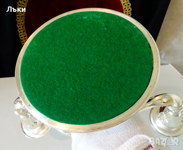 Посребрен троен свещник тройка WMF,800 гр.,Art Nouveau. , снимка 10 - Антикварни и старинни предмети - 53990119