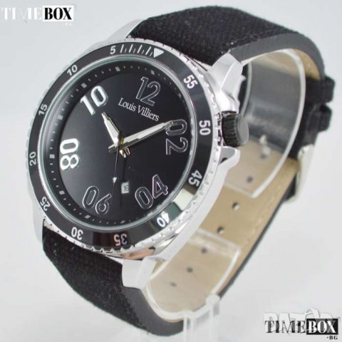 LOUIS VILLIERS Oversized LV1047 Black Leather. Нов мъжки часовник, снимка 1 - Мъжки - 30517266