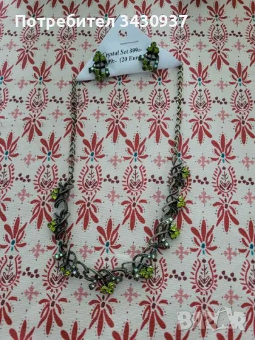 Колие с обеци кристал, снимка 3 - Бижутерийни комплекти - 49086449