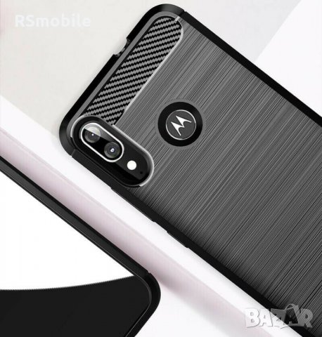 Motorola Moto E6 Plus - Силиконов Кейс Гръб CARBON, снимка 1