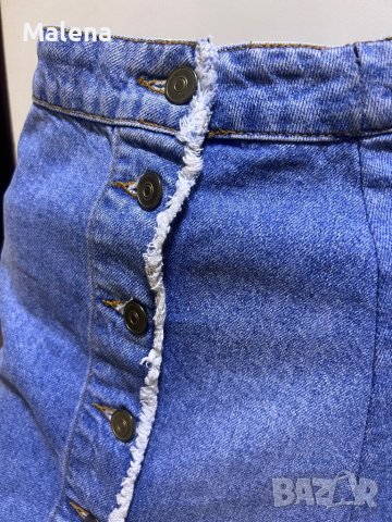 Дамска дънкова пола с копчета !, снимка 3 - Поли - 42097529