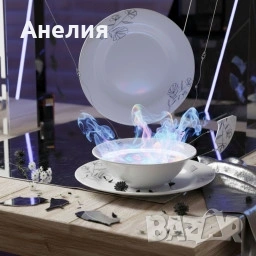 Комплект чинии 24 части с елегантен черен флорален мотив – Изтънченост за всяка трапеза