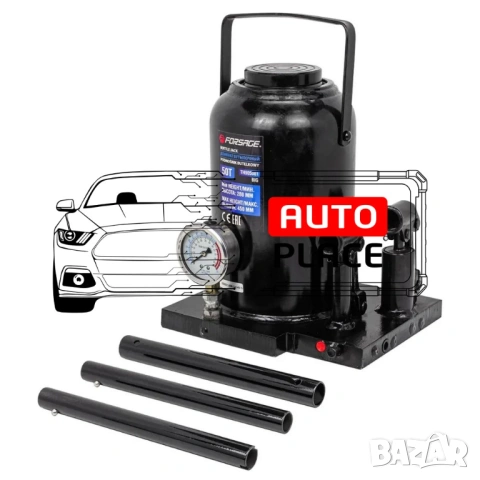 Хидравличен крик бутилка 50 тона с 2 бутала и манометър 280 – 450 мм Forsage