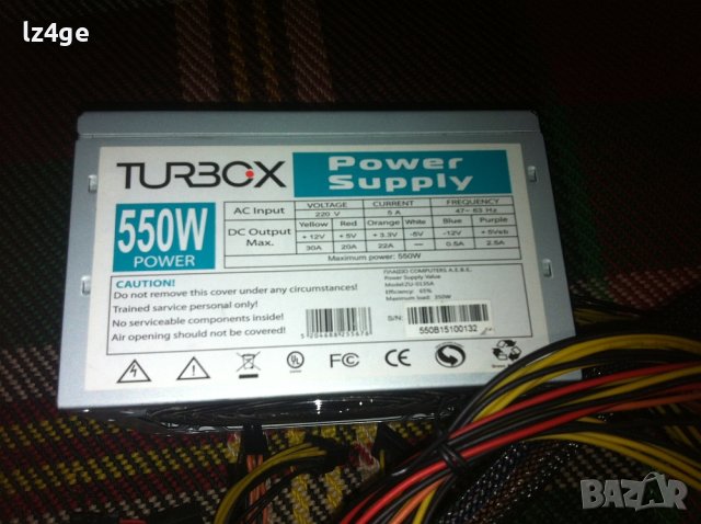 Продавам компютърно захранване TURBOX 550W., снимка 1 - Захранвания и кутии - 40761199