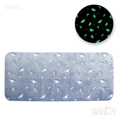 Декоративен килим син с фосфоресциращ космос 140x60 см S_1237305