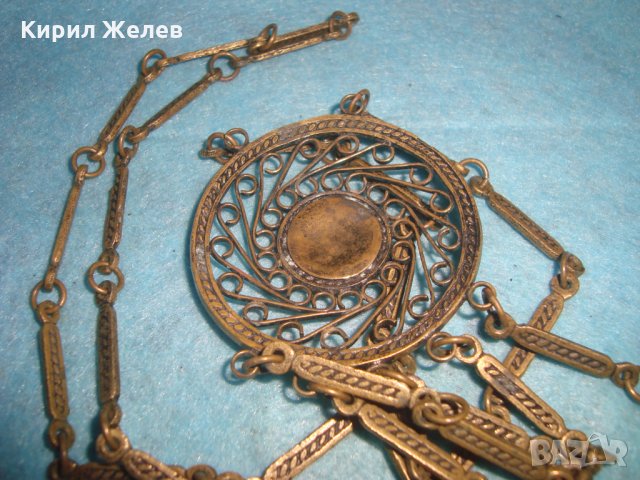 СТАРА СКЪПОЦЕННА ОРНАМЕНТИРАНА ОГЪРЛИЦА МАСИВЕН БРОНЗ с ШЛИФОВАН ЧЕРВЕН КОРАЛ АРТ ДЕКО БИЖУ 26927, снимка 12 - Антикварни и старинни предмети - 34896286