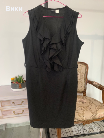 Елегантна черна рокля в размер XL, снимка 5 - Рокли - 44518647