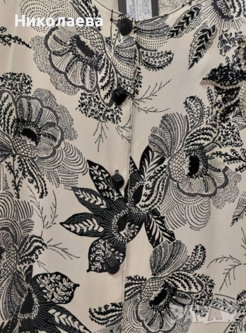 Стилна и Елегантна-Макси Риза в бежаво с флорален мотив!, снимка 3 - Ризи - 52664590