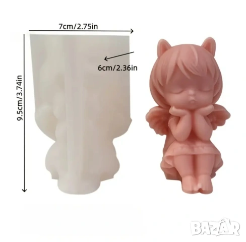 Молд момиче ангел с ушички два вида , снимка 4 - Форми - 53336902