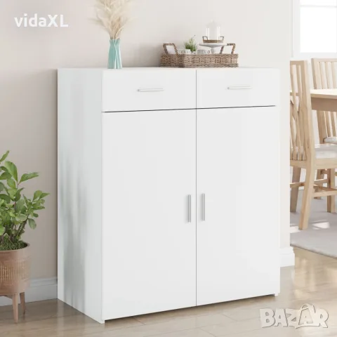 vidaXL Страничен шкаф, бял, 80x42,5x93 см, инженерно дърво, снимка 2 - Бюфети - 56146959