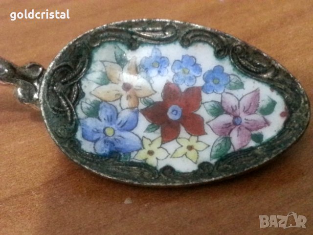 Посребрена лъжичка с емайл , снимка 2 - Антикварни и старинни предмети - 39002322