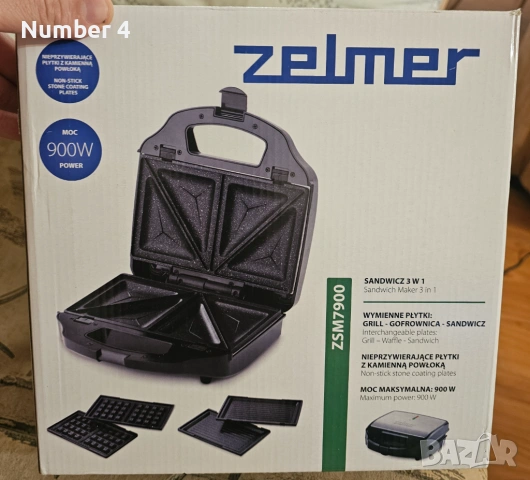 САНДВИЧ МЕЙКЪР ZELMER ZSM7900, снимка 2 - Тостери - 54003582