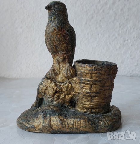 Стара метална мастилница с птиче, пиле, метал, рядка, красива , снимка 5 - Други ценни предмети - 42613024