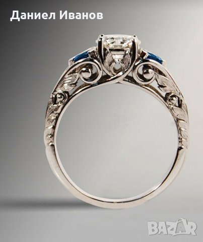 Сребърен пръстен 18к I Love You size 8, снимка 2 - Пръстени - 27579492