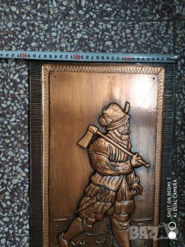 старо медно пано-дървосекач, снимка 3 - Други ценни предмети - 34909365