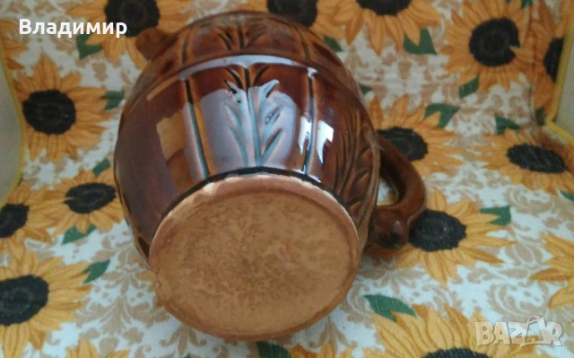 Сервиз троянска керамика-Голяма каничка и 5 чаши с дръжка, снимка 5 - Сервизи - 42496016