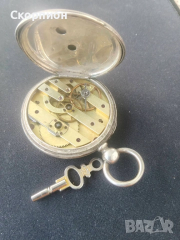 Швейцарски СРЕБЪРЕН джобен часовник 1900г. с ключе - 10 РУБИНА - ПРОМОЦИЯ, снимка 13 - Джобни - 50040697