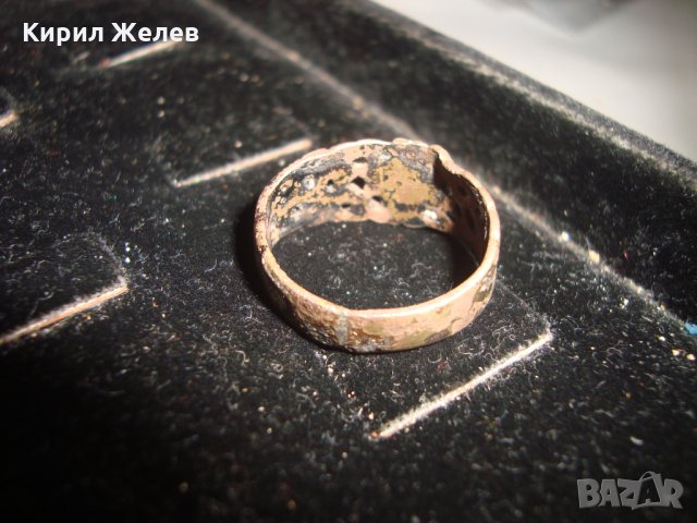 СТАРИНЕН ФЛОРАЛЕН ПОЗЛАТЕН СРЕБЪРЕН МАЙСТОРСКИ РЪЧНО РАБОТЕН ПРЪСТЕН АРТ-ДЕКО УНИКАТ 17076, снимка 8 - Антикварни и старинни предмети - 31196160