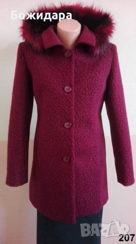 Топлина и изисканост с  класическо палто в бордо и червено , снимка 2 - Сака - 30498037