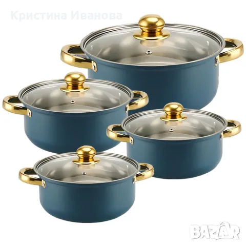Име:Комплект тенджери и тиган 12 части от неръждаема стомана