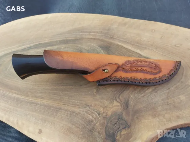 Ловен нож дамаска стомана с кожена кания,LN413, снимка 5 - Ножове - 49492822