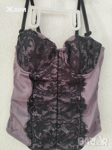 H&M лилаво бюстие кюрсет с черна дантела