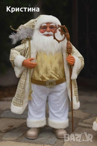 Златният Дядо Коледа – мигновено празнично настроение у дома! - Размер: 50см  Дядо Коледа в сребрист, снимка 2 - Други стоки за дома - 52707079