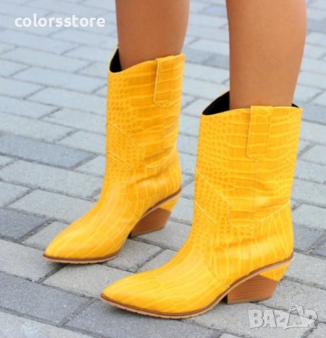 Боти на ток - жълт крок - 558