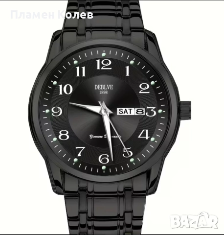 DEBLVE Мъжки моден часовник от неръждаема стомана с светещи ръце, дата и календарен дисплей, снимка 8 - Мъжки - 52914543