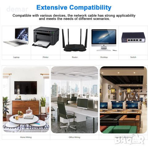 Плосък гигабитов мрежов кабел 30 метра високоскоростен 10/100/1000Mbps, снимка 7 - Друга електроника - 42178380