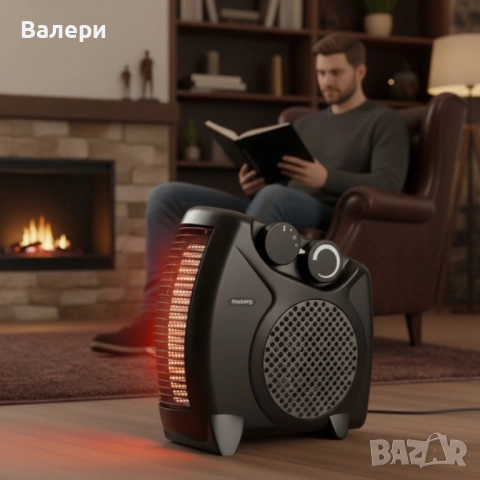 Отоплителна вентилаторна печка Rosberg – 2000W, черен/бял, снимка 4 - Отоплителни печки - 53220185