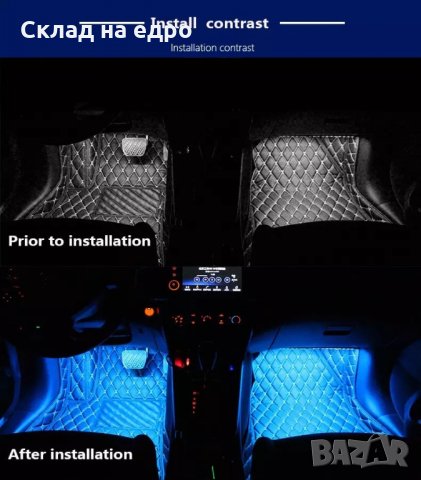 RGB LED Цветна Лента Ленти за Кола с дистанционно осветление неон автомобил, снимка 4 - Аксесоари и консумативи - 31848351