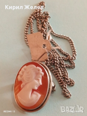 Сребърен авторски медальон камея която може да се носи и като брошка 52526 , снимка 6 - Колиета, медальони, синджири - 52924897