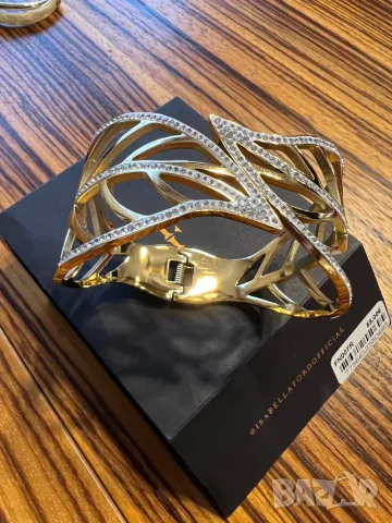 Прекрасна позлатена  14k гривна с кристали тип “ белезник”, снимка 2 - Гривни - 49614335