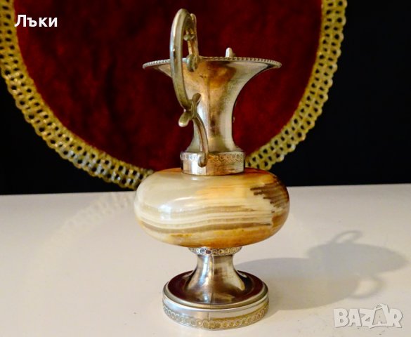 Посребрена амфора,ваза,свещник,оникс. , снимка 4 - Вази - 37369717