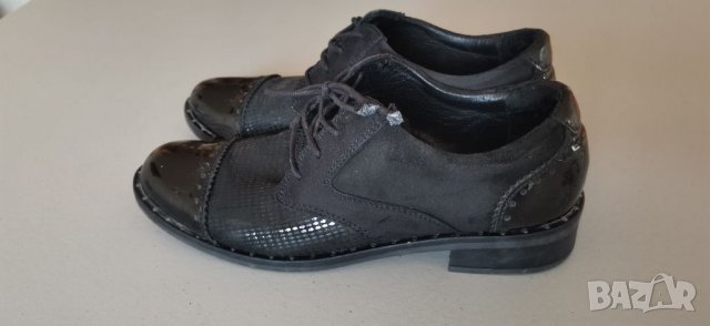 Дамски ежедневни черни обувки от естествена кожа и велур Lavorazione Artigiana - 39 номер, снимка 3 - Дамски ежедневни обувки - 32076921