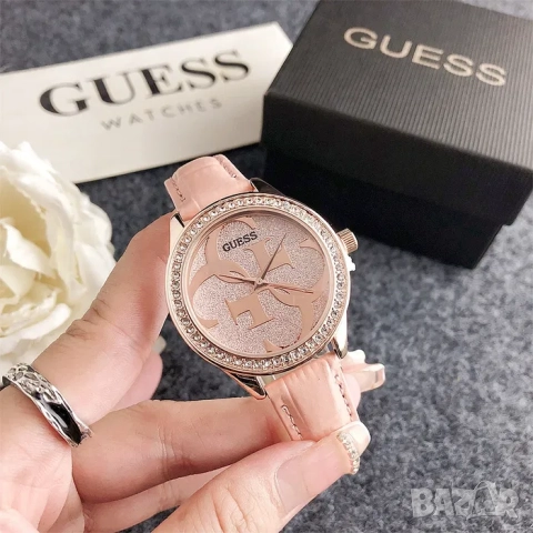 Дамски ръчен часовник Guess с кожена верижка, снимка 5 - Дамски - 52221048