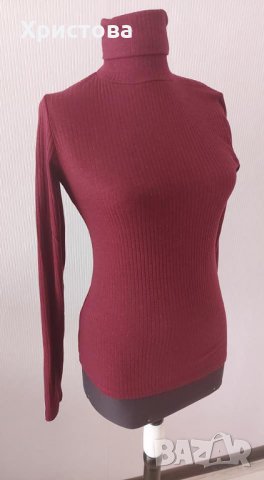 Блуза/поло рипс цвят бордо - 10,00лв., снимка 1 - Блузи с дълъг ръкав и пуловери - 31943464