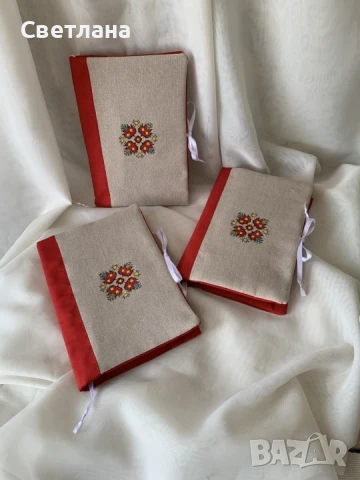 Несесер или калъф за книга от лен с бродиран текст по ваш избор, снимка 9 - Други - 45835364