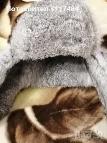 Дамска  щапка ушанка с заешка кожа