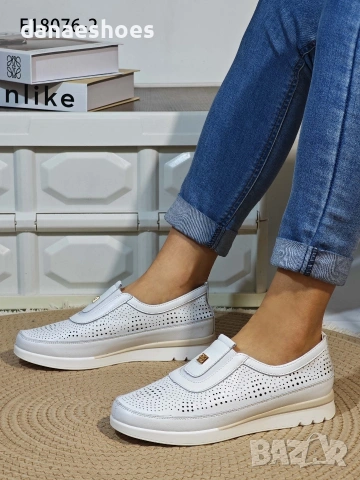 Дамски обувки без връзки от естествена кожа с перфорация , снимка 8 - Дамски ежедневни обувки - 53925963