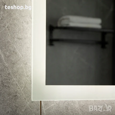 Огледало за баня 100x60 см С LED ОСВЕТЛЕНИЕ И ЧАСОВНИК+bluetooth, снимка 4 - Огледала - 50925735