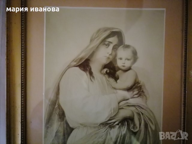 стара картина дева мария с младенеца, снимка 2 - Картини - 42192580