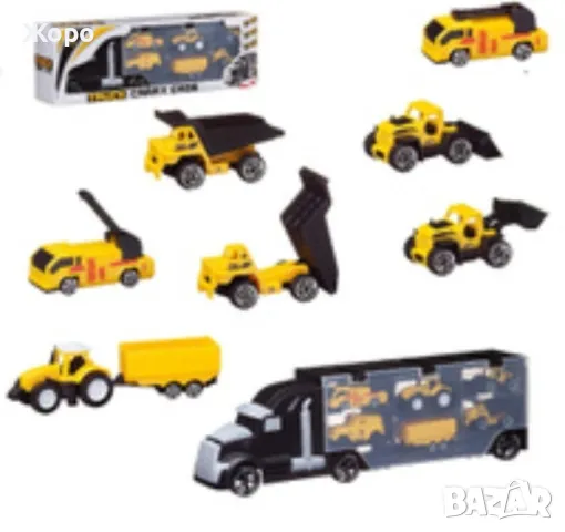 Камион автовоз с 6 строителни машини КН2773