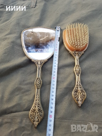 Викториански кралски огледало и четка, снимка 4 - Антикварни и старинни предмети - 52280379