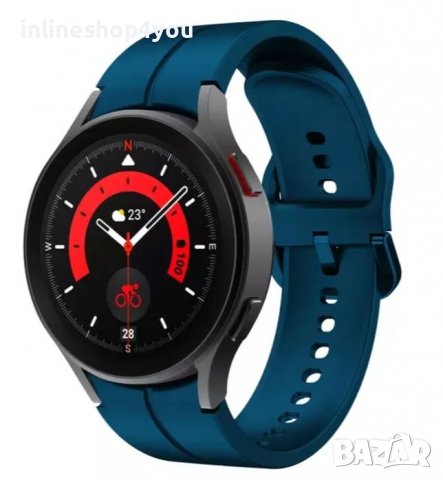 Силиконова Каишка (20мм) за Samsung Watch5 Pro | Watch5 | Watch4 | Active2, снимка 2 - Смарт гривни - 38376944
