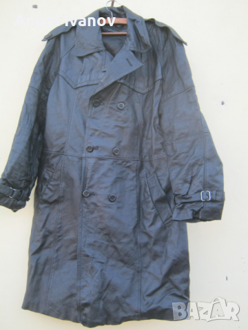 Офицерски шлифер от естествена кожа