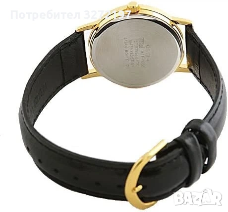 Дамски часовник Casio, черна кожена каишка, златен безел, LTP-1095Q-7B, снимка 5 - Дамски - 54357516